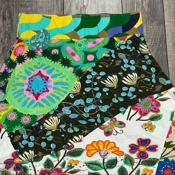 Multicolor Print Patchwork A-line Midi Skirt Size XL - Picture 3 of 11